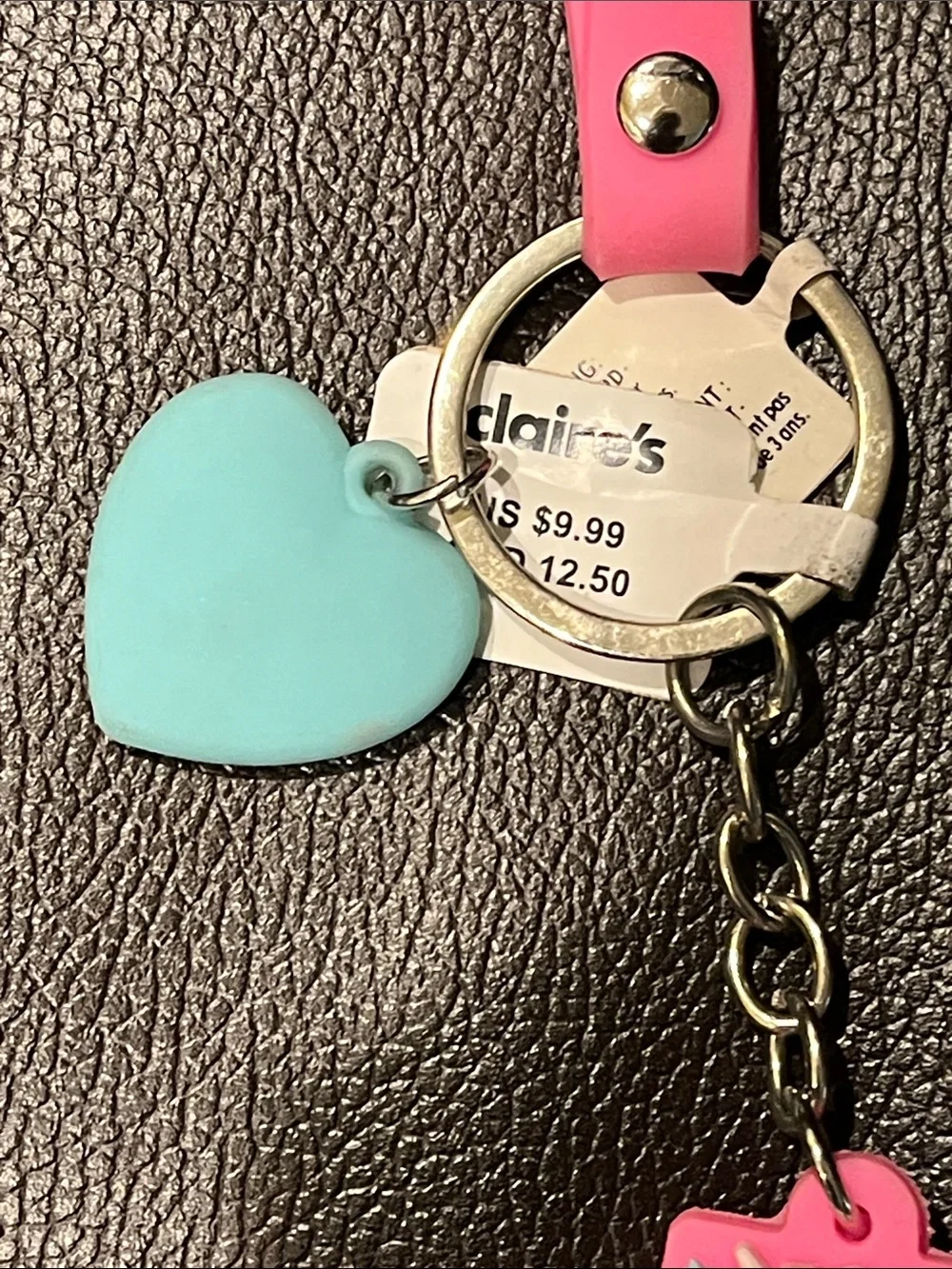 Claire's Pink Unicorn 'K' Key & Heart Charm Keychain and bag charm NWT